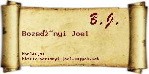 Bozsányi Joel névjegykártya